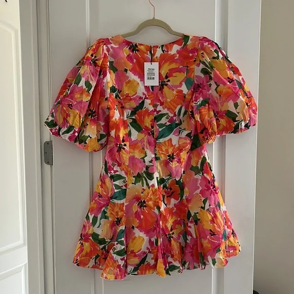 Showpo Floral Mini Dress - Pink, Yellow, Orange - Picture 3 of 4